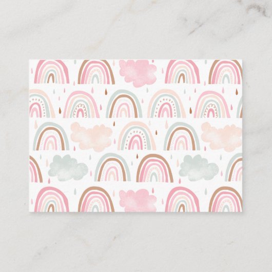 レインボーモダンベビーシャワー予約リクエスト エンクロージャーカード (裏面)