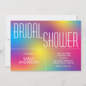 レインボーモダンホログラフィーブライダルシャワー 招待状 (正面)