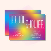 レインボーモダンホログラフィーブライダルシャワー 招待状
