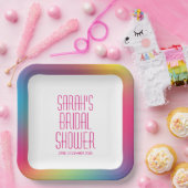 レインボーモダンホログラフィ勾配ブライダルシャワー ペーパープレート (パーティー)