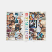 レインボーモダンマ最高のマEver 12フォトコラージュ フリースブランケット (正面(横))