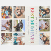 レインボーモダンマ最高のマEver Photo Collage Family フリースブランケット (正面(横))