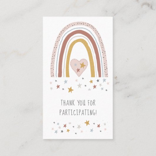 レインボーモダンミュート赤面ベビーガールおむつラッフル 名刺 (裏面)