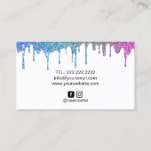 レインボーモダンユニコーングリッタードリプス美しいサロン 名刺 (裏面)