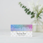 レインボーモダンユニコーングリッタードリプス美しいサロン 名刺 (スタンド正面)