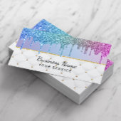 レインボーモダンユニコーングリッタードリプス美しいサロン 名刺