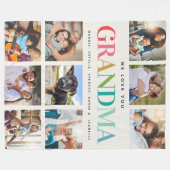 レインボーモダンラブグランマフォトコラージファミリー フリースブランケット (正面(横))