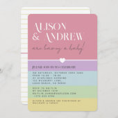 レインボーモダンル男女兼用カップルの赤ちゃんシャワー 招待状 (正面/裏面)