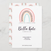 レインボーモダン子供の誕生日パーティー 招待状 (正面/裏面)