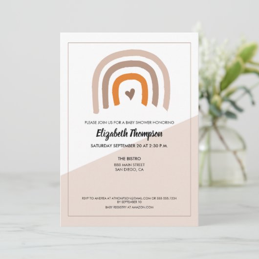 レインボーモダン男女兼用ベイビーシャワーインビタティ 招待状 (スタンド正面)