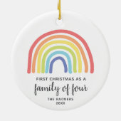 レインボーモダン第1パーソナライズされたクリスマスファミリー4 セラミックオーナメント (裏面)