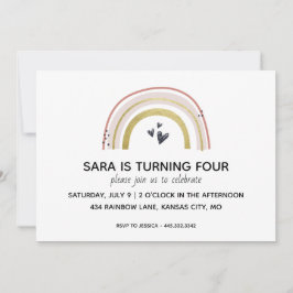 レインボーモダン誕生日招待状 招待状