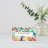 レインボーモダン金ゴールドカラフル抽象芸術水色 名刺 (スタンド正面)