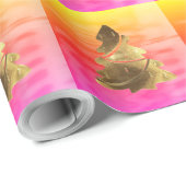 レインボーモダン金ゴールドフェイククリスマスツリーパターン ラッピングペーパー (ロールコーナー)