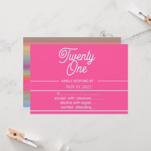 レインボーモダン21誕生日パーティの招待状 招待状 (正面/裏面インサイチュ)
