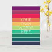 レインボーモダン | アールカラフルトストライプのの明るいおもしろい カード (黄色い花)