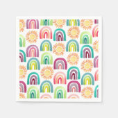 レインボーモダン&サンズ1stバースデーウォーターカラー スタンダードカクテルナプキン (正面)