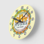 レインボーモットーナース ラウンド壁時計 (傾斜)
