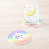 レインボーモノグラムのカラフルストライプパターン コースター (側面)