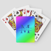 レインボーモノグラムのサンセット水平線の斜線ブレンド トランプ (裏面)