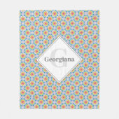 レインボーモノグラムのフローラアールデコファン フリースブランケット (正面)