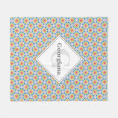 レインボーモノグラムのフローラアールデコファン フリースブランケット (正面(横))