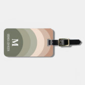 レインボーモノグラム名前をカスタムするストライプヴィンテージ ラゲッジタグ (正面横)