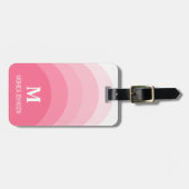 レインボーモノグラム名前をカスタムするピンクストライプ ラゲッジタグ (正面横)