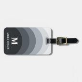 レインボーモノグラム名前をカスタムするブラックストライプ ラゲッジタグ (正面横)