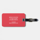 レインボーモノグラム名前をカスタムするレッドアンドブルーストライプ ラゲッジタグ (裏面横)