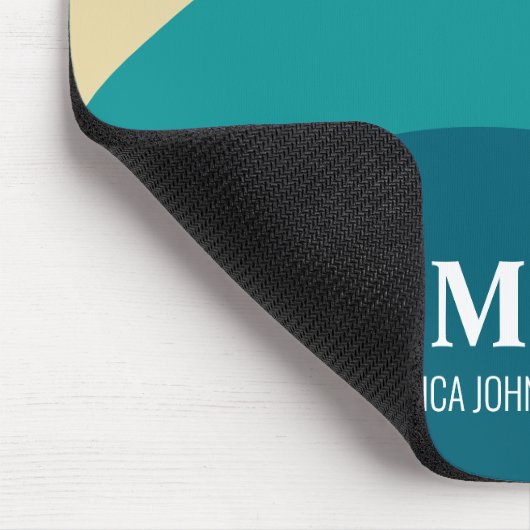 レインボーモノグラム名前をカスタムするレトロサンセットストライプ マウスパッド (コーナー)