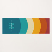 レインボーモノグラム名前をカスタムするレトロサンセットストライプ ヨガマット (裏面(横))