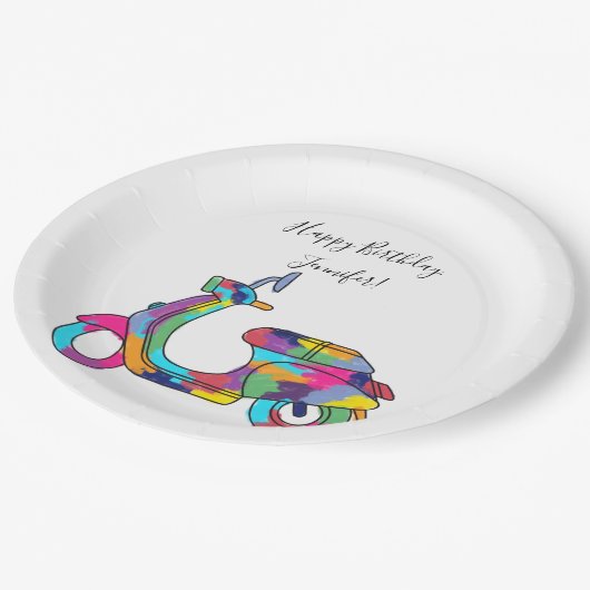 レインボーモータースクーターのMOPEDカスタムメッセージ ペーパープレート (アングル)