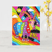 レインボーヤギ誕生日 カード (黄色い花)