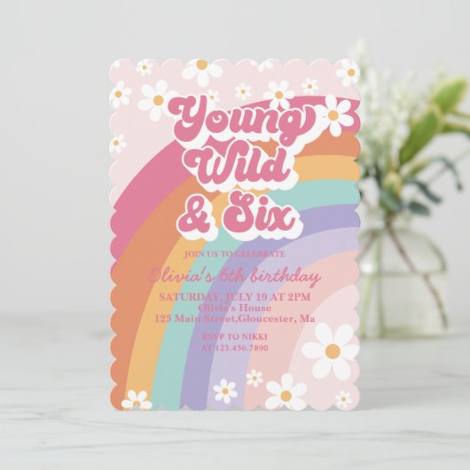 レインボーヤングワイルドシックス6誕生日招待状 招待状 (スタンド正面)