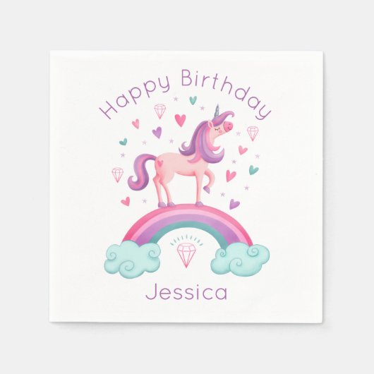 レインボーユニコーンありがとう スタンダードカクテルナプキン (正面)