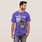 レインボーユニコーンおもしろいグリッター再びゲイ Tシャツ (正面フル)