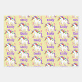 レインボーユニコーンかわいいハートの子の名前&年齢3 ラッピングペーパーシート (正面3)