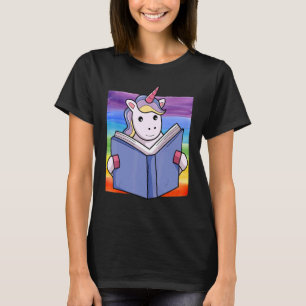 レインボーユニコーンかわいいユニコーン読顔のA本 Tシャツ