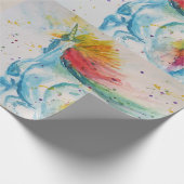 レインボーユニコーンかわいい魔法の水彩包み ラッピングペーパー (角)