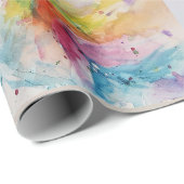 レインボーユニコーンかわいい魔法の水彩包み ラッピングペーパー (ロールコーナー)