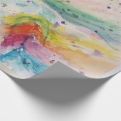 レインボーユニコーンかわいい魔法の水彩包み ラッピングペーパー (角)