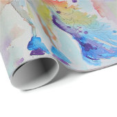 レインボーユニコーンかわいい魔法の水彩包み ラッピングペーパー (ロールコーナー)