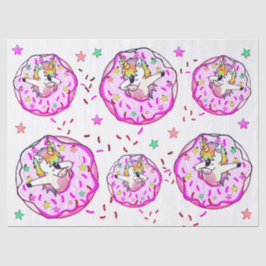 レインボーユニコーンのダブダンスポーズ ピンクアイシングドーナツ 薄葉紙
