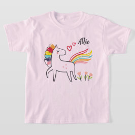 レインボーユニコーンの愛のカスタムネーム Tシャツ