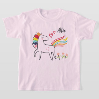 レインボーユニコーンの愛のカスタムネーム Tシャツ
