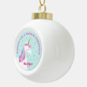 レインボーユニコーンアクアパーソナライズされたクリスマス セラミックボールオーナメント (右)