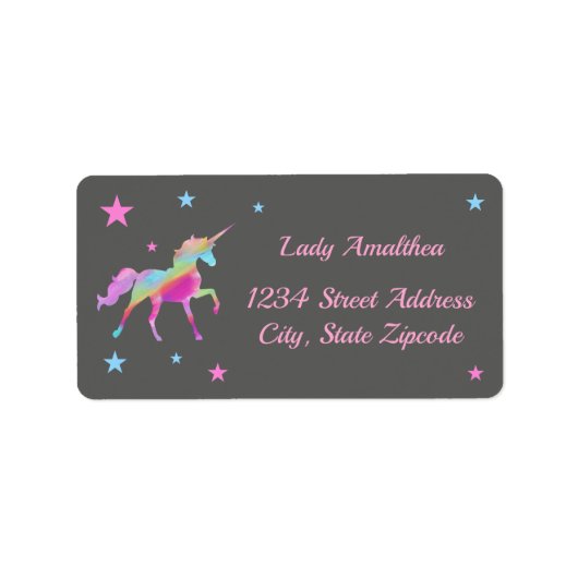 レインボーユニコーンアンドスターズ住所 シール (正面)