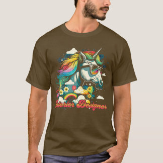 レインボーユニコーンインテリアデザイナー Tシャツ