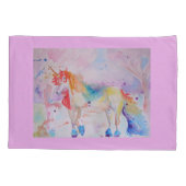 レインボーユニコーンウォーターカラーピンクラブピローケース 枕カバー (裏面)